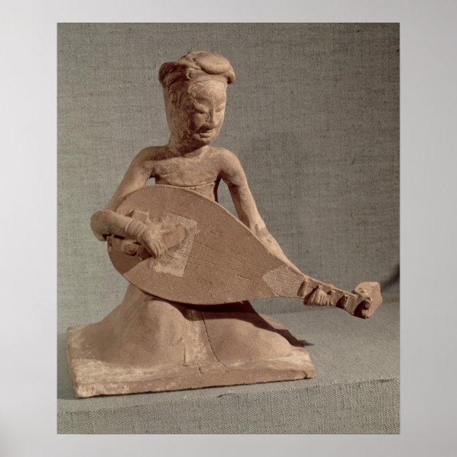 Seated musician playing a lute, from poster (Front)