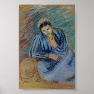 Seated Peasant Woman Crunching an Apple Poster