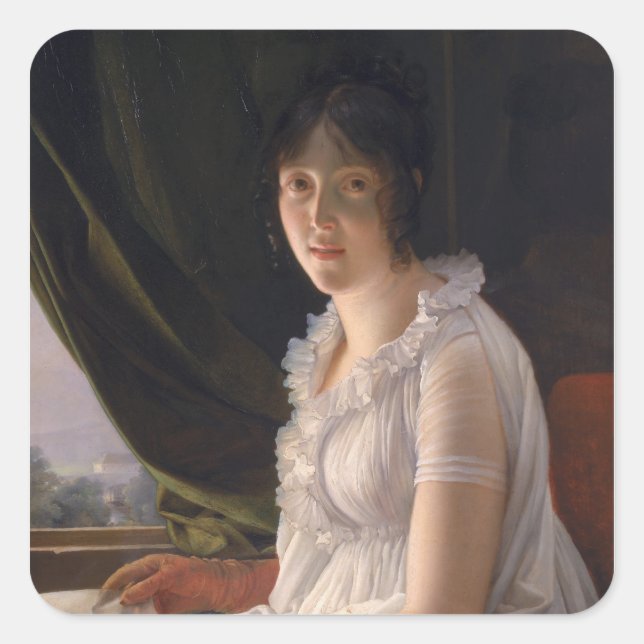 Seated Portrait of Marie-Philippe-Claude Square Sticker (Front)