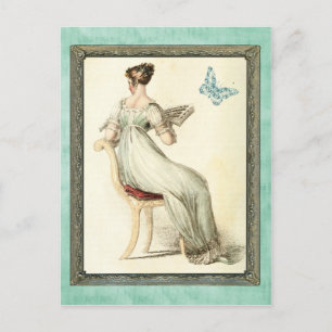 Seated Regency Lady - Turquoise Postcard