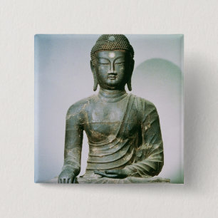 Seated Sakyamuni Buddha from Ch'ungung-ni (iron) 15 Cm Square Badge