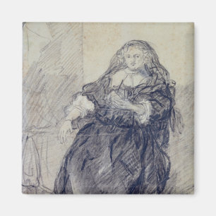 Seated Saskia with a letter in her left hand Magnet
