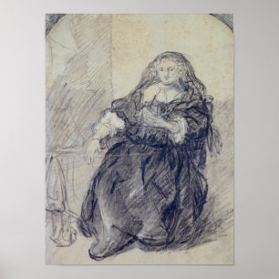 Seated Saskia with a letter in her left hand Poster