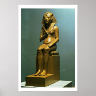 Seated statue of a pharaoh, New Kingdom (stone) Poster