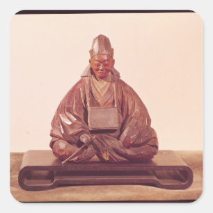 Seated statue of Basho  Edo Period Square Sticker
