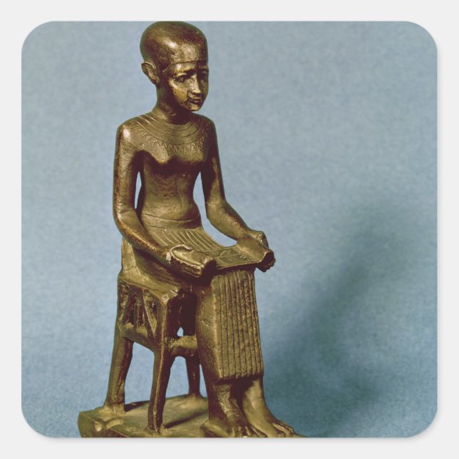 Seated statue of Imhotep  holding an open Square Sticker (Front)