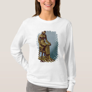 Seated statue of Imhotep holding an open T-Shirt
