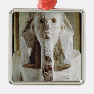 Seated statue of King Djoser Metal Tree Decoration