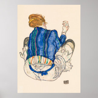 Seated Woman, Back View (1917) by Egon Schiele. Poster