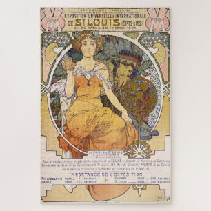 Seated Woman & Native American by Alphonse Mucha Jigsaw Puzzle