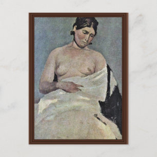 Seated Woman With Bare Chest, By Corot Jean-Bapti Postcard