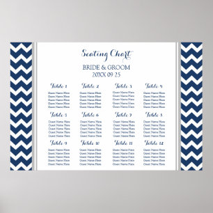 Seating Chart 12 Tables Grey Blue Chevron