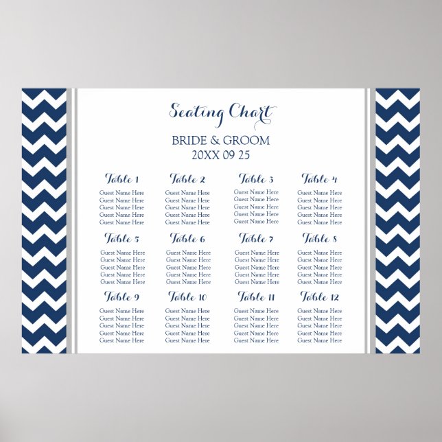 Seating Chart 12 Tables Grey Blue Chevron (Front)