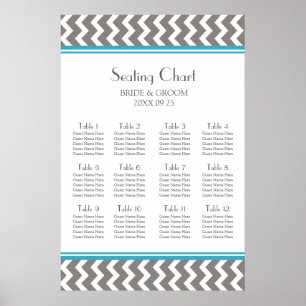 Seating Chart 12 Tables Teal Grey Chevron