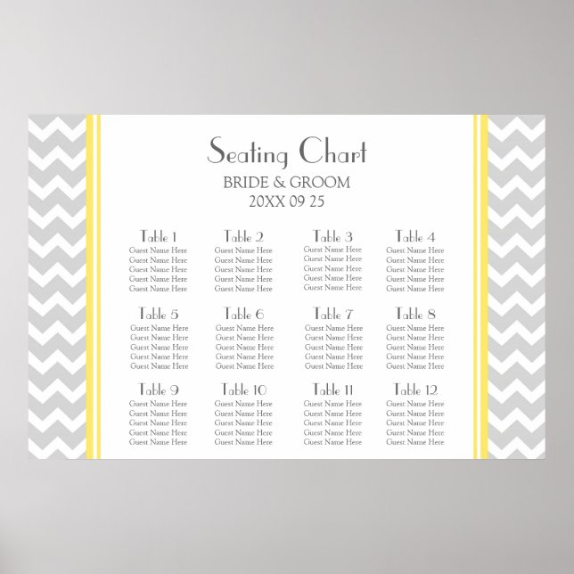 Seating Chart 12 Tables Yellow Grey Chevron (Front)