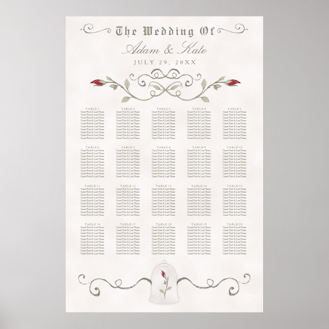 SEATING CHART 151-200 | Elegant Red Rose Wedding (Front)