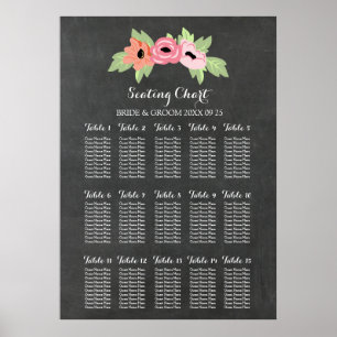 Seating Chart 15 Table 150 Guest Chalkboard Floral