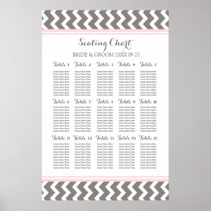 Seating Chart 15 Table 150 Guest Pink Grey Chevron