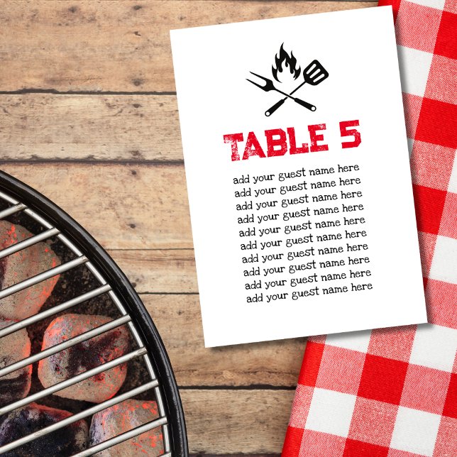 Seating Chart BBQ Baby couples baby shower theme Table Number (Creator Uploaded)