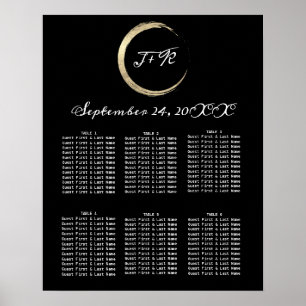 Seating Chart Black White Golden Wreath Minimalism