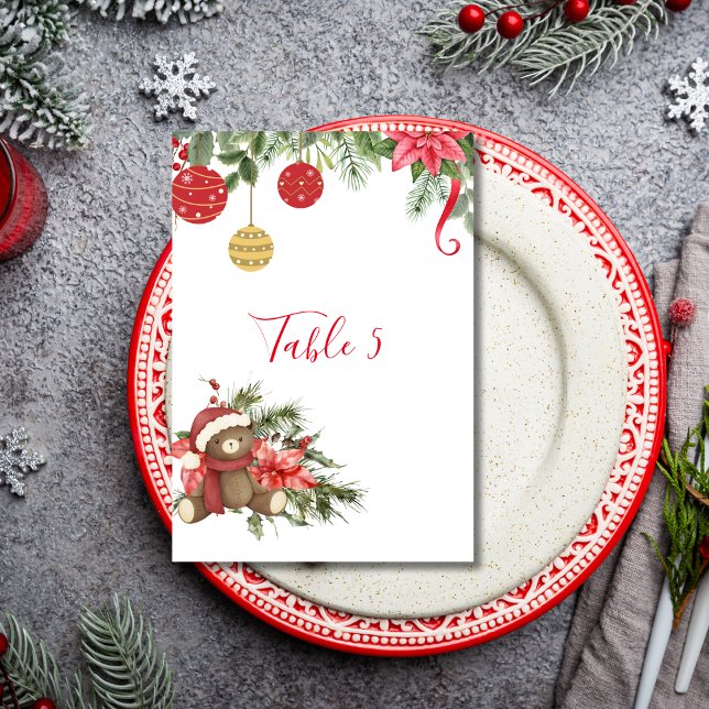 Seating Chart Christmas Winter Poinsettia Ornament Table Number (Creator Uploaded)