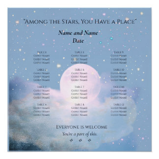 Seating Chart, Dreamy celestial moonlight wedding  Poster
