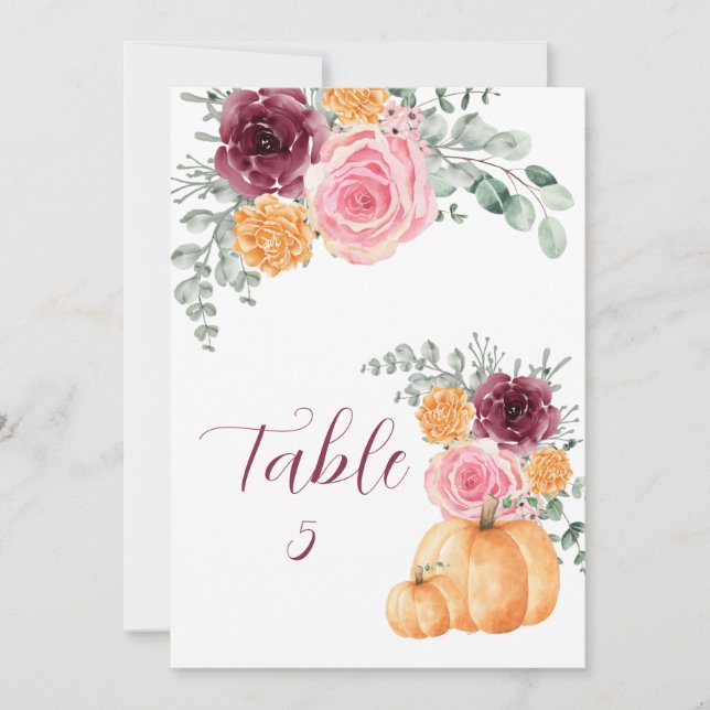 Seating Chart Fall Pumpkin Burgundy Blush Pink (Front)