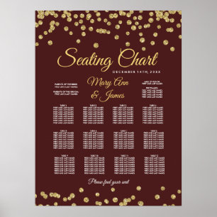 Seating Chart Gold Faux Glitter Confetti Marsala