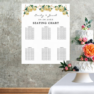 Seating Chart Gold Geometric Yellow Floral Wed 60