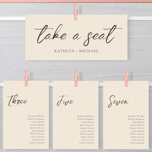 Seating Chart Header Beige Modern Script Card (Creator Uploaded)