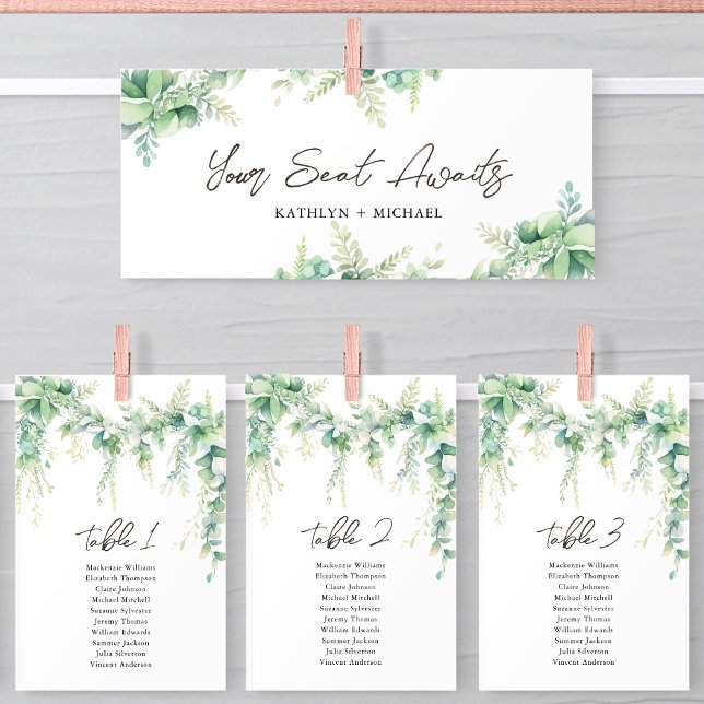 Seating Chart Header Eucalyptus Greenery Card (Creator Uploaded)