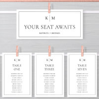 Seating Chart Header Minimalist Monogram Card