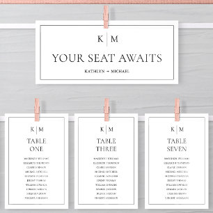 Seating Chart Header Minimalist Monogram Card