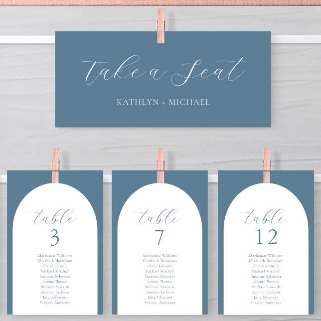 Seating Chart Header Modern Dusty Blue Script Card (Creator Uploaded)