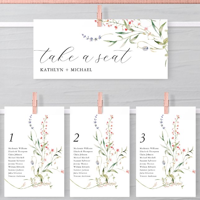 Seating Chart Header Wildflower Modern Floral Card (Creator Uploaded)