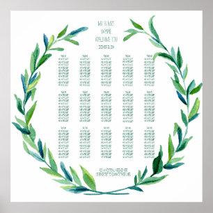 Seating Chart Laurel Wreath Olive Leaf Branch Mod