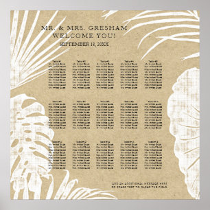 Seating Chart Modern Simple Kraft Tropical Leaf