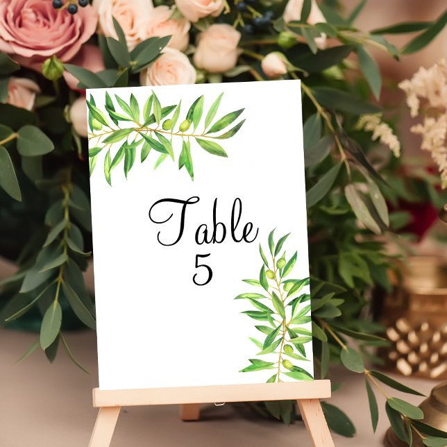 Seating Chart Modern Simple Olive Branch Greenery Table Number (Creator Uploaded)