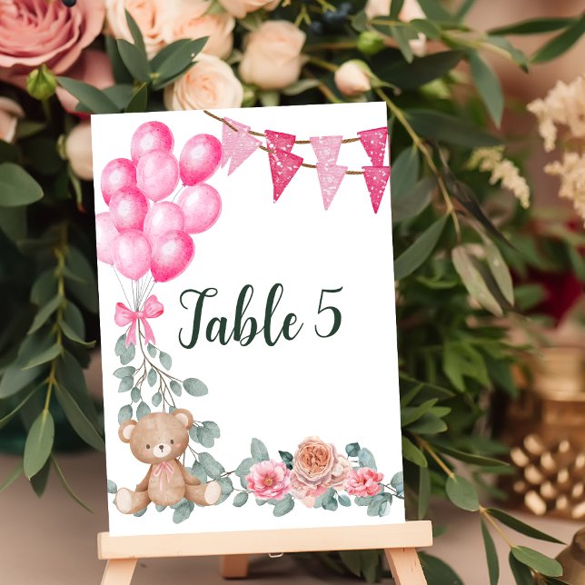 Seating Chart Sweet Baby Girl Pink Balloon Table Number (Creator Uploaded)