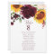 Seating Chart Table Number Sunflower Rose Burgundy