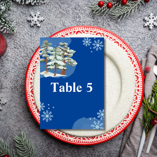 Seating Chart Winter Forest Snowflake Royal Blue Table Number