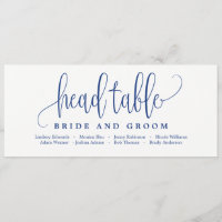 Seating Head Table Card - Lovely Calligraphy Navy