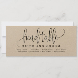 Seating Plan Head Table Card - Lovely Calligraphy