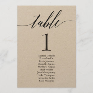 Seating Plan Individual Table Card Modern Script