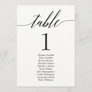 Seating Plan Individual Table Card Modern Script