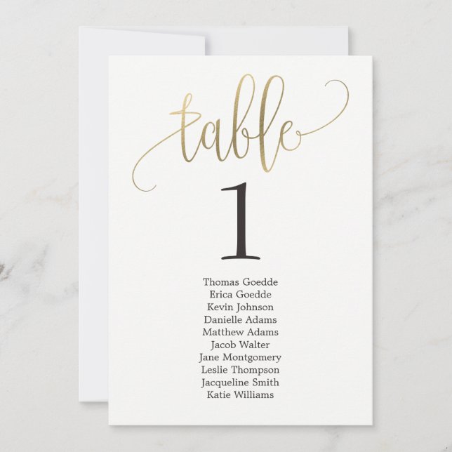 Seating Plan Table Card Lovely Calligraphy (Front)
