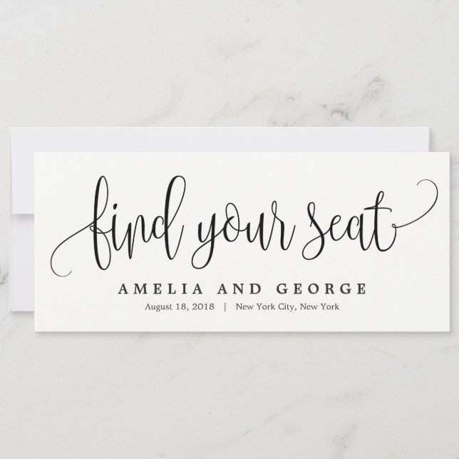 Seating Plan Title Card - Lovely Calligraphy (Front)