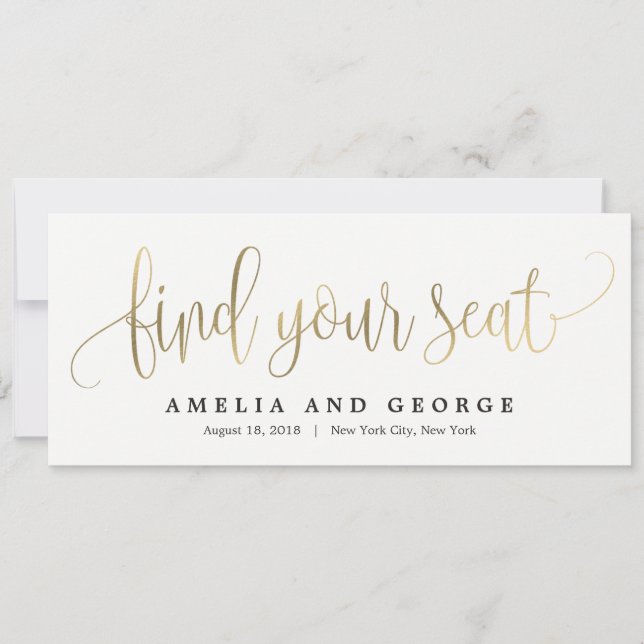 Seating Plan Title Card - Lovely Calligraphy (Front)