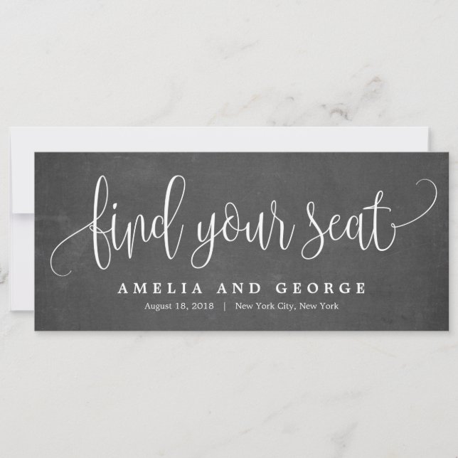 Seating Plan Title Card - Lovely Calligraphy (Front)