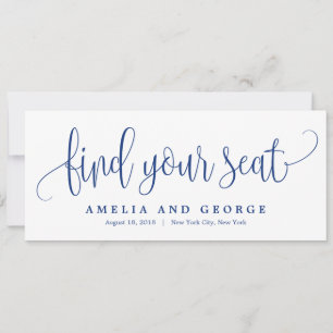 Seating Plan Title Card - Lovely Calligraphy Navy